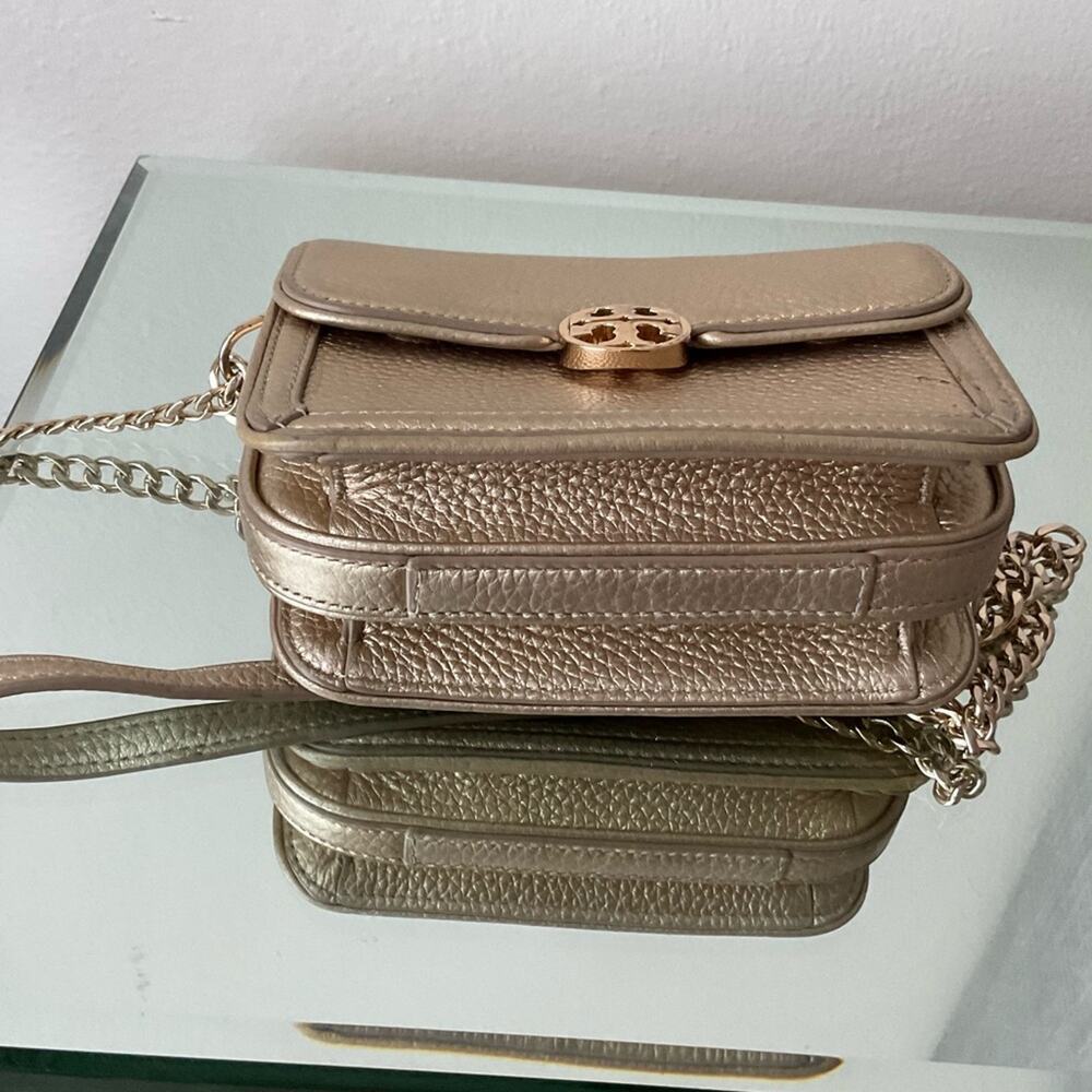 Tory Burch Chain Mini Shoulder Crossbody Bag Gold Hardware Leather - Picture 11 of 12
